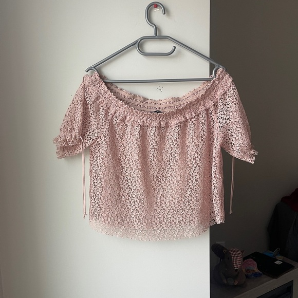 Zara Basic Lace Off Shoulder Top XS - Picture 1 of 5